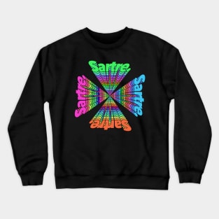 Jean Paul Sartre Kaleidoscope Typographic Design Crewneck Sweatshirt